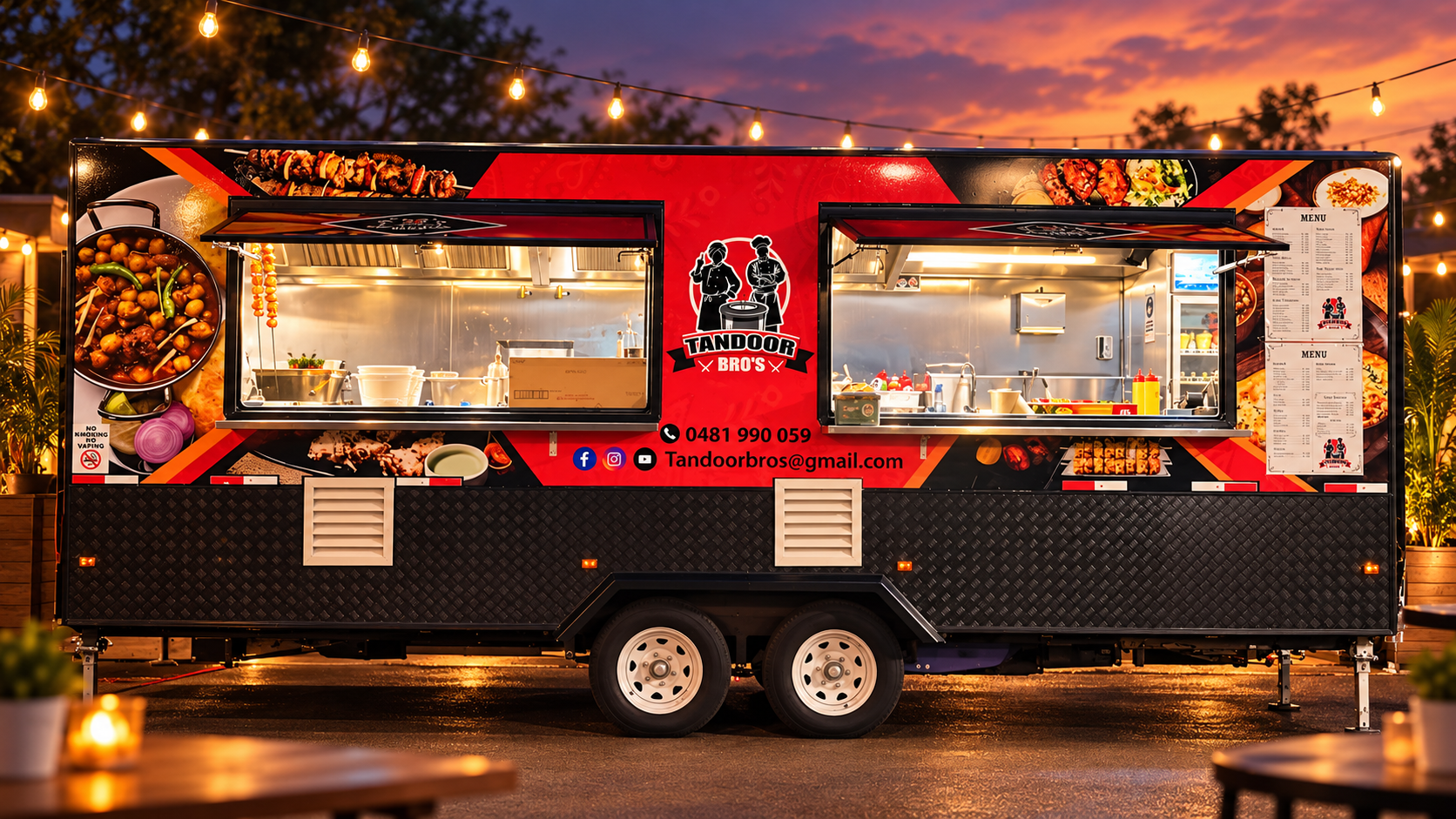 Cinematic promotional illustration of the Tandoor Bros food truck